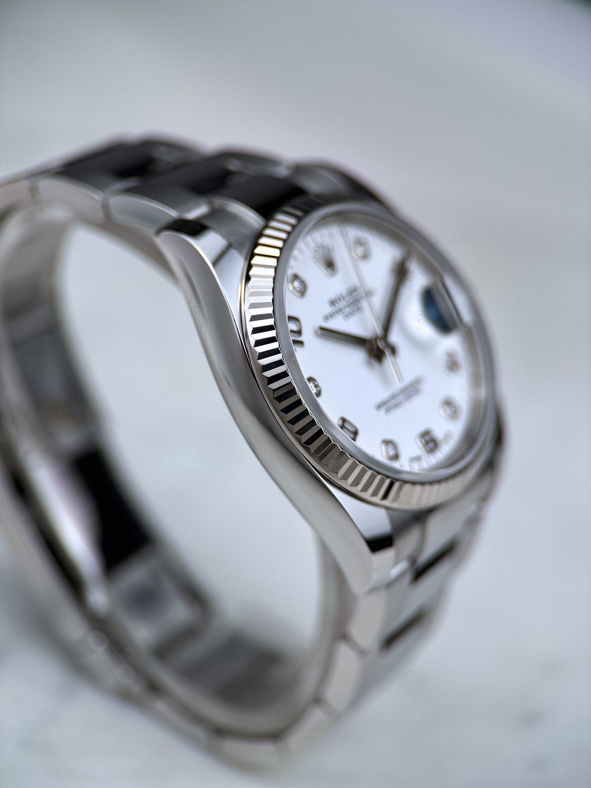 Rolex Date 34 Weiß Brillant 115234 Fullset 2019