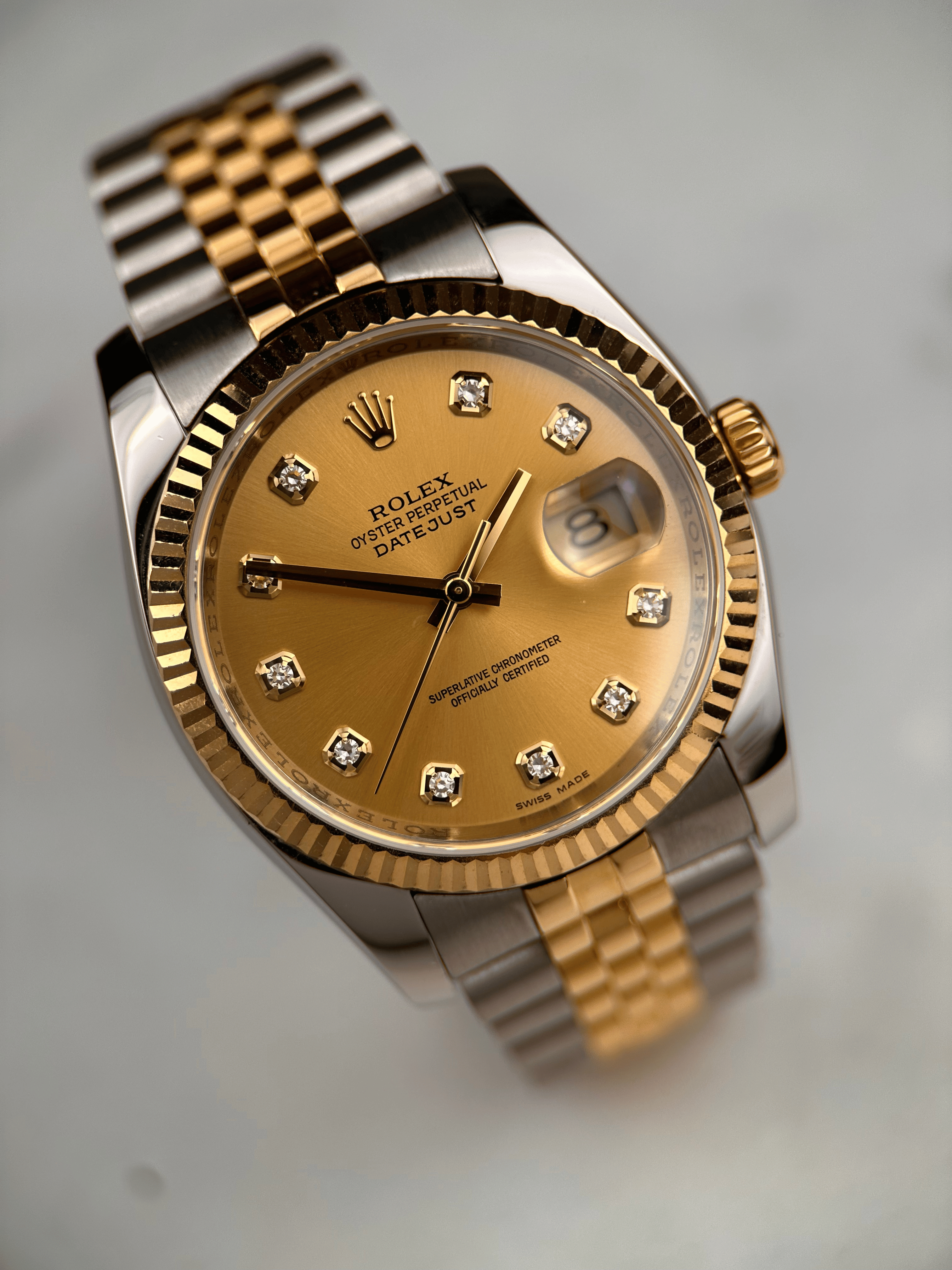 Rolex Datejust 36 Champagner Brillant 116233 Org. Papiere 2007