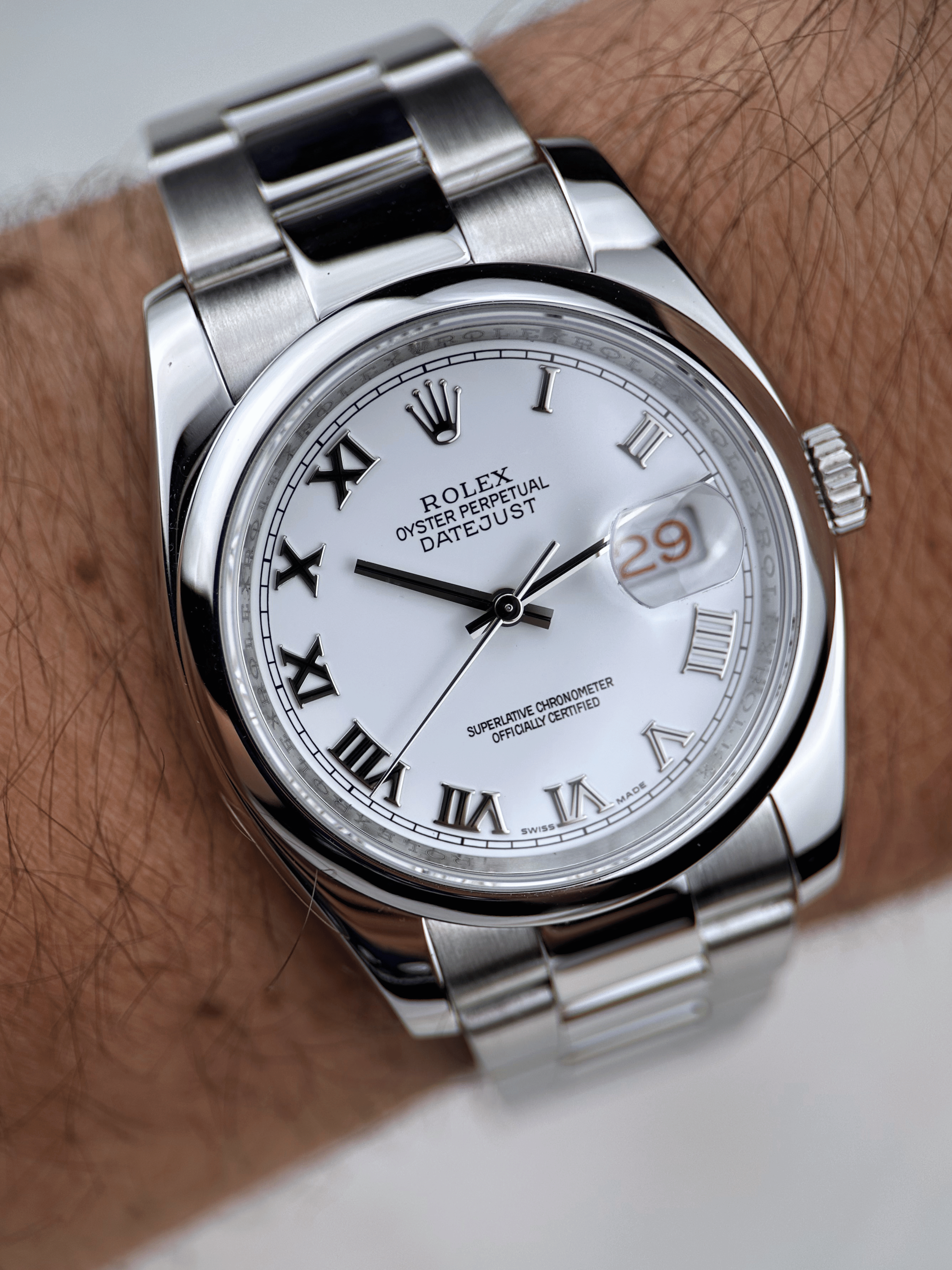 Rolex Datejust 36MM 116200 Weiß Römisch