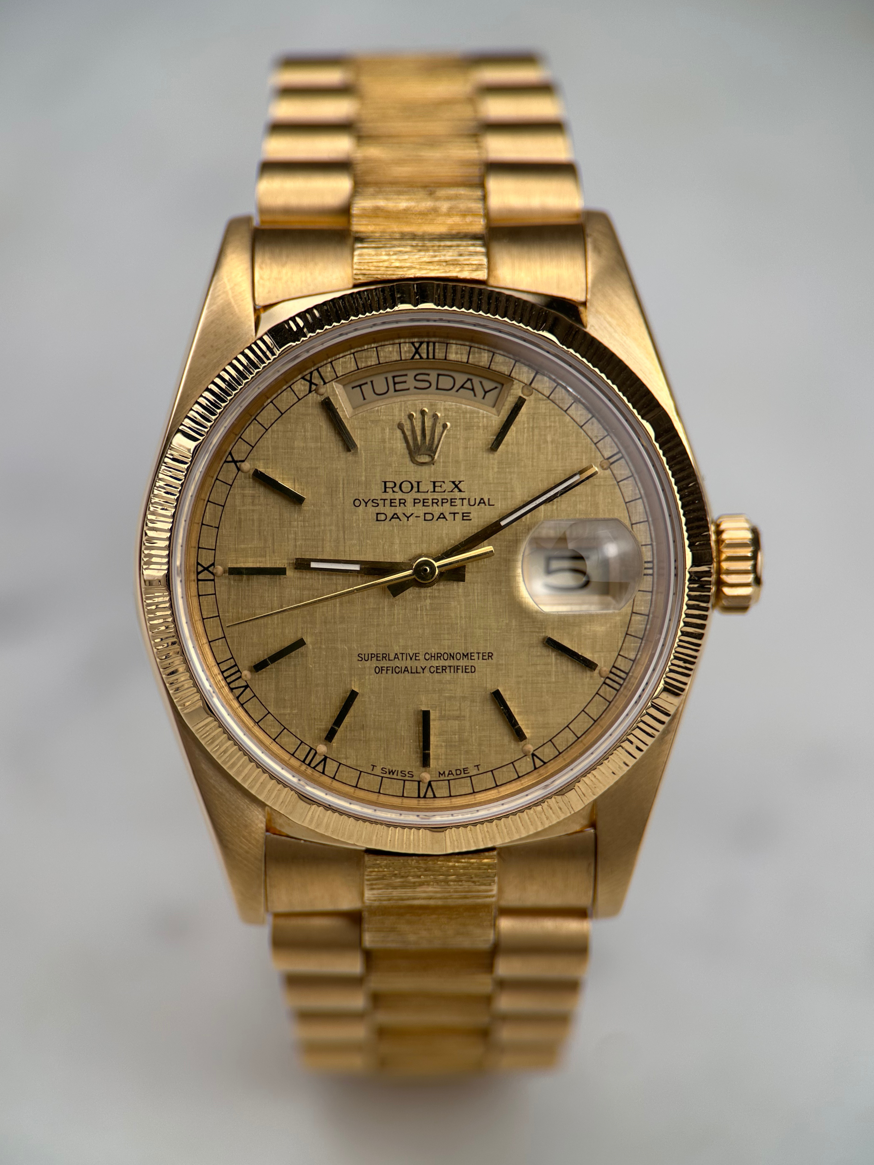 Rolex Day Date 36 Linen Zifferblatt 18078 Borke Finish aus 1986