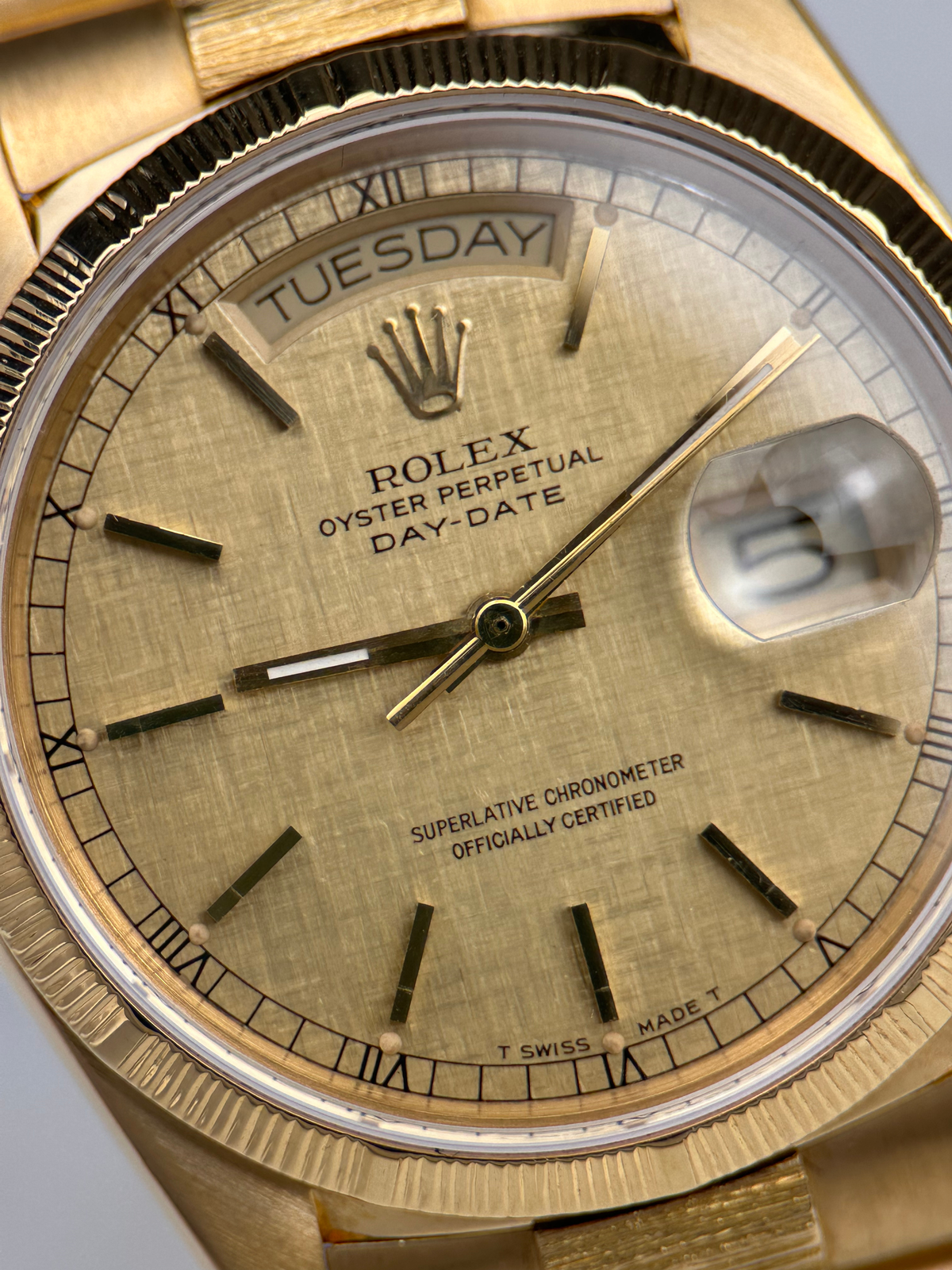Rolex Day Date 36 Linen Zifferblatt 18078 Borke Finish aus 1986