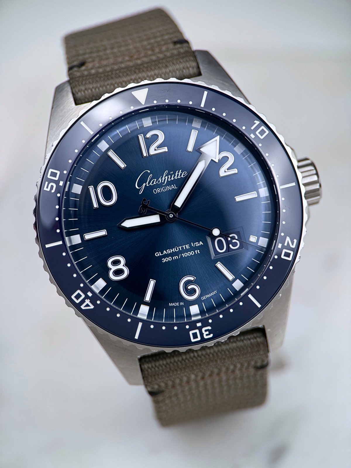 Glashütte SeaQ Panoramadatum 136.13.02.81.08 Blau Fullset 2020