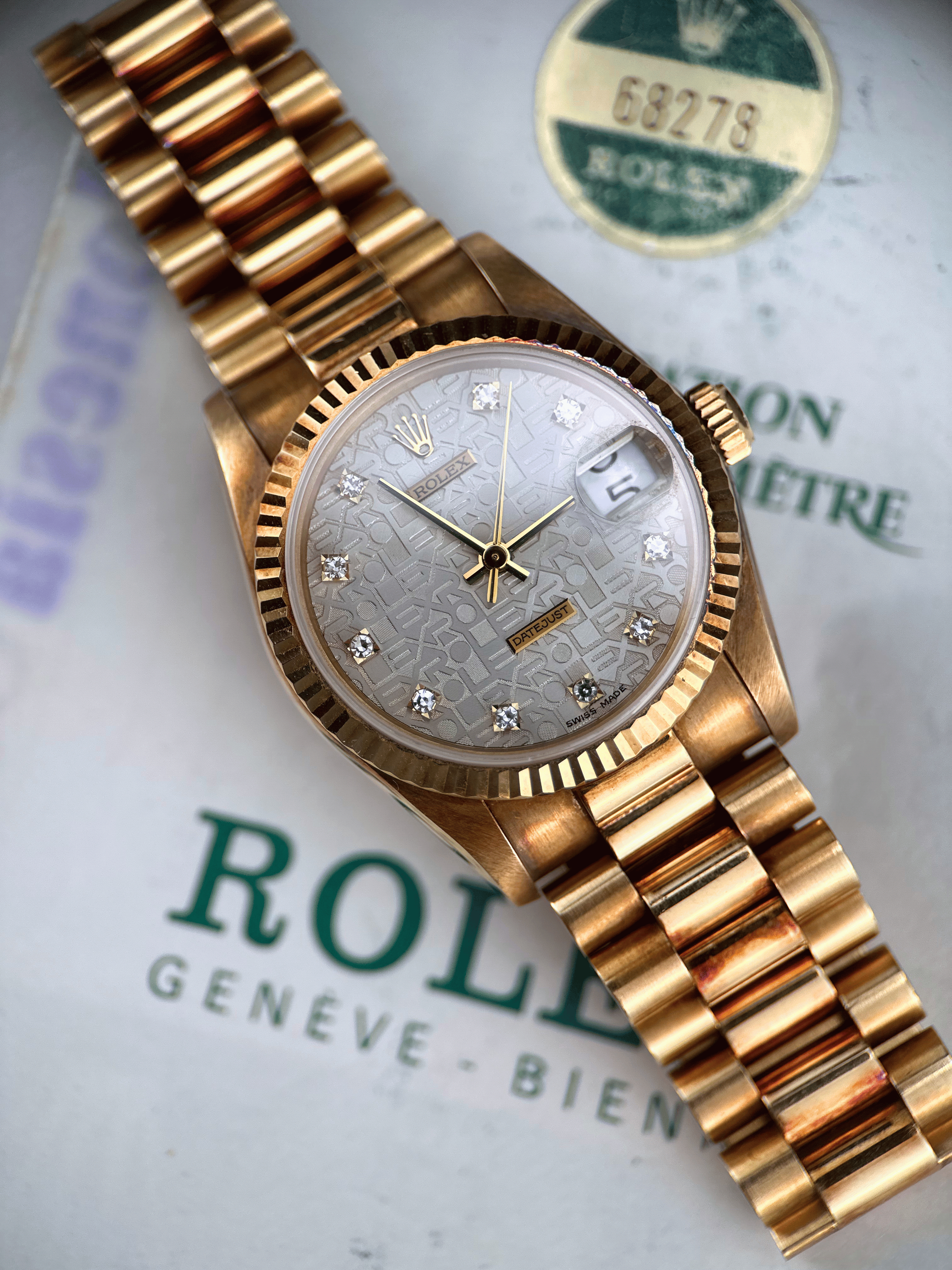 Rolex Datejust 31mm Silber Jubilee Brillant 68278 NOS Org Papiere 1984