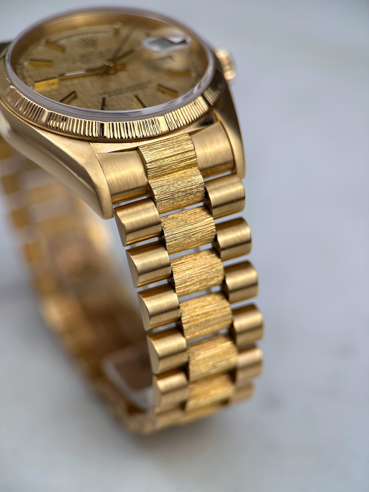 Rolex Day Date 36 Linen Zifferblatt 18078 Borke Finish aus 1986