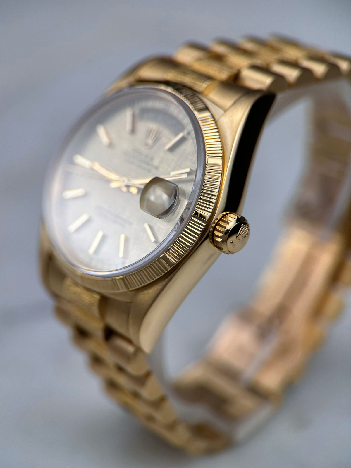 Rolex Day Date 36 Linen Zifferblatt 18078 Borke Finish aus 1986