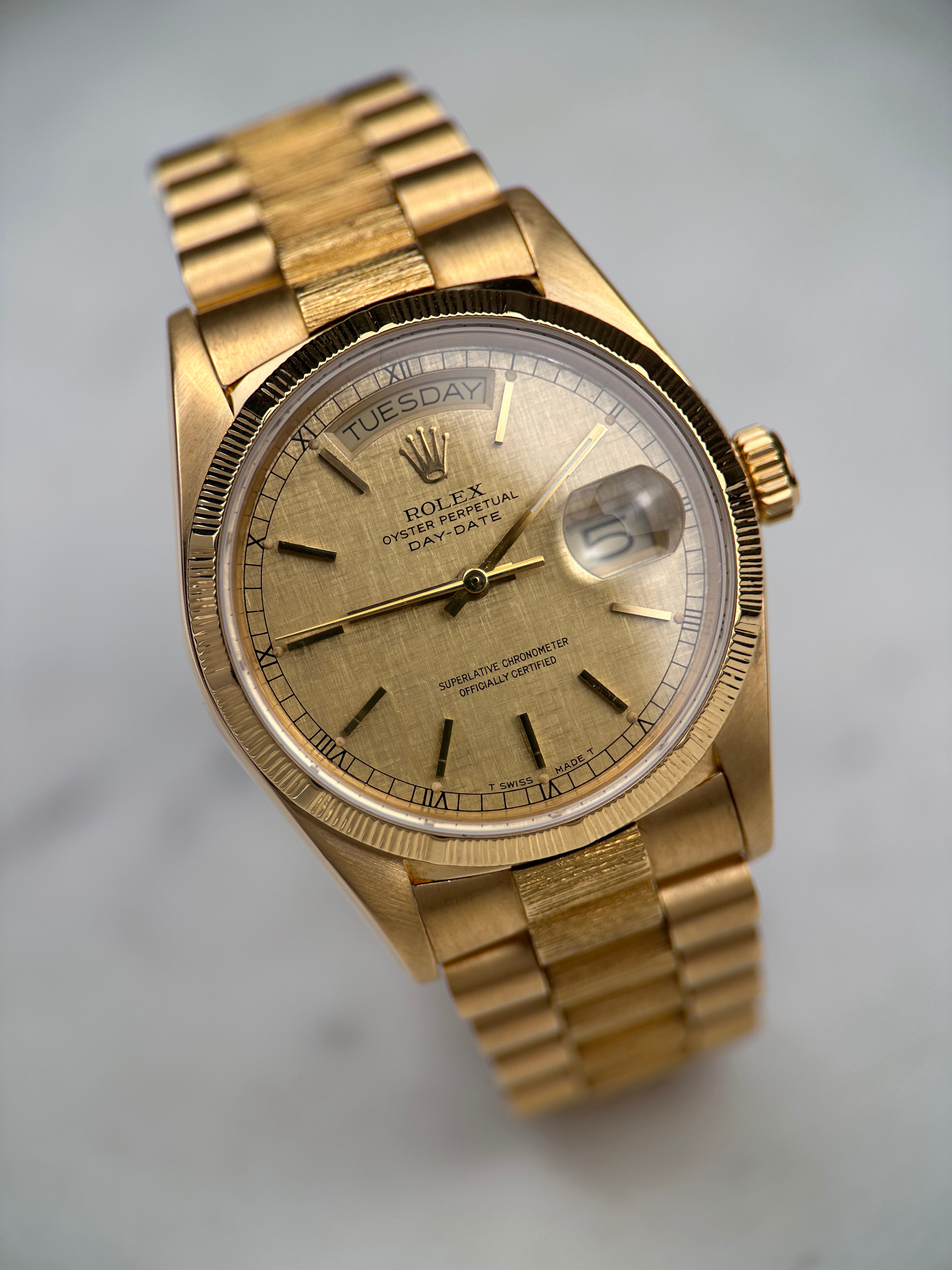 Rolex Day Date 36 Linen Zifferblatt 18078 Borke Finish aus 1986