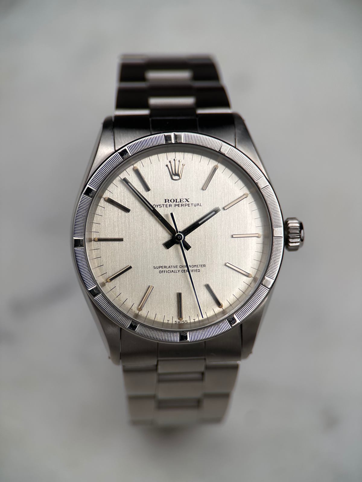 Rolex Oyster Perpetual 34mm Silber Brushed 1007
