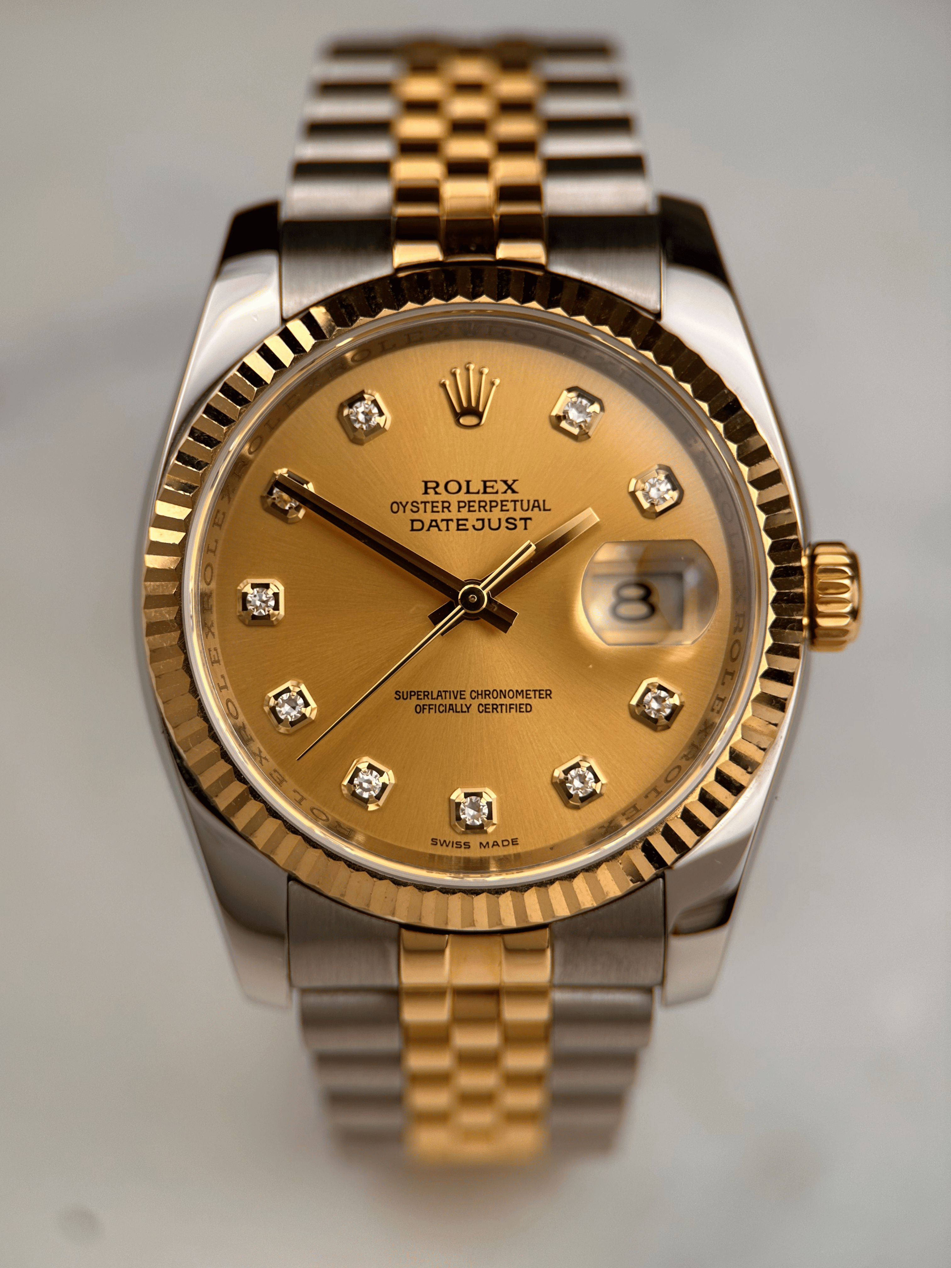 Rolex Datejust 36 Champagner Brillant 116233 Org. Papiere 2007